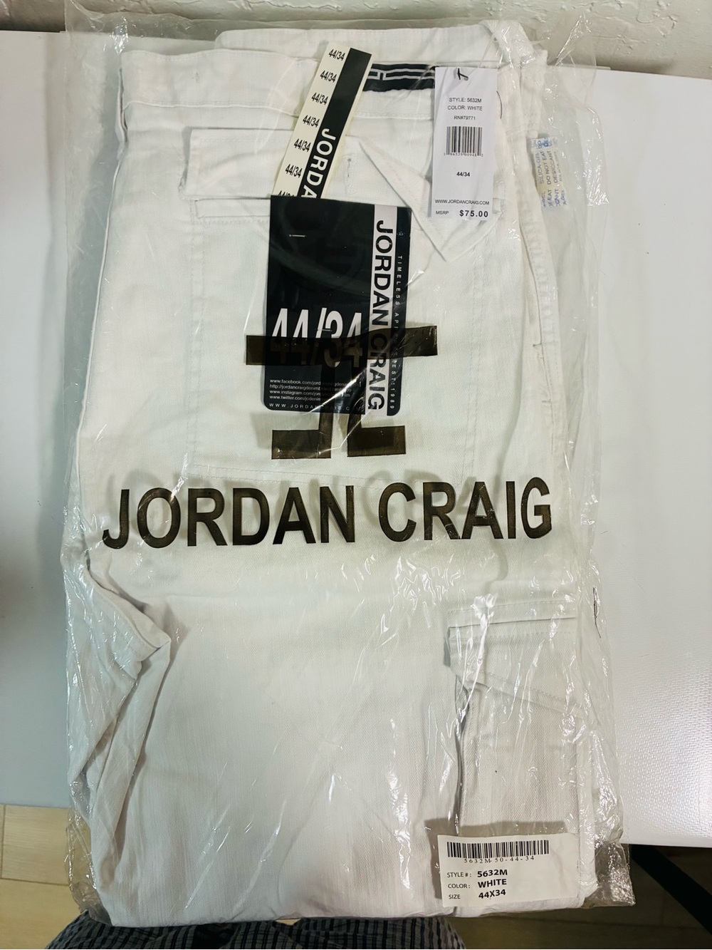 Jordan Craig White Jeans with Printed Front Warning Text